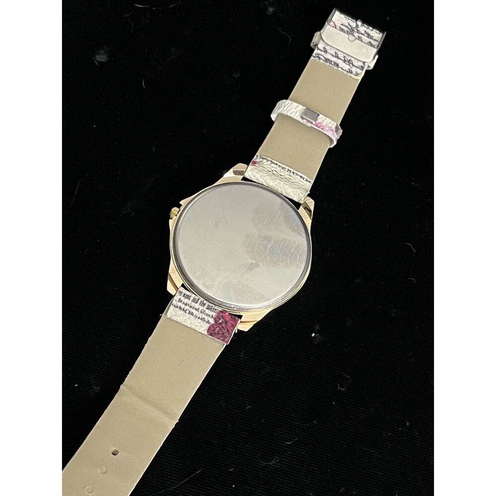 Floral Rose Rhinestone Watch Gold Tone New Battery Vintage - Picture 4 of 6
